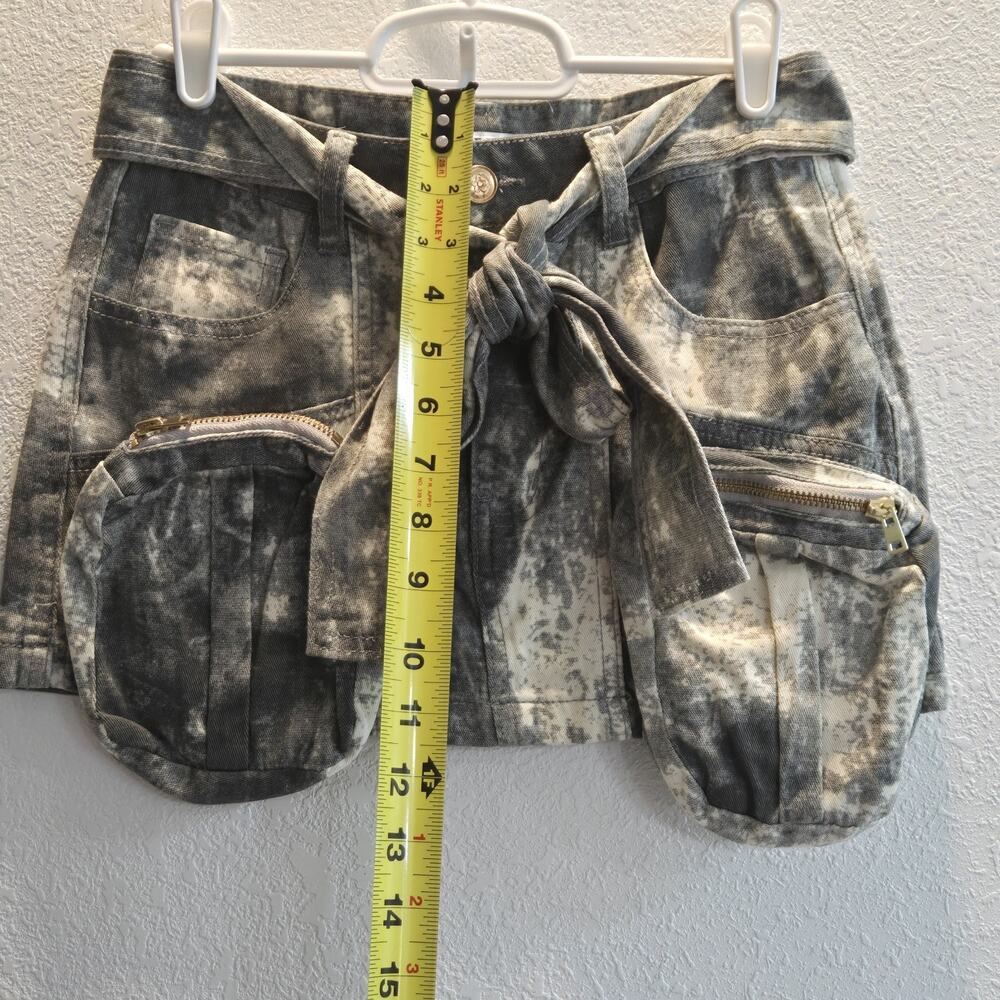 Madonna & Co Festival Utility mini skirt Belt Pocket Belt Gray Acid Wash‎ Boho - Picture 9 of 11